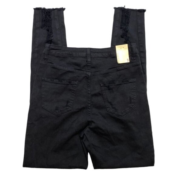 Aphrodite Curvy Ankle Jeans Women's 9 MEDIUM Black Distressed High-Rise Skinny - Picture 2 of 13